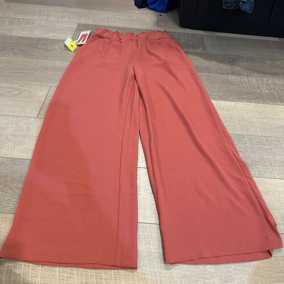 Womens Wide-Leg Elastic Waist Pants CORAL Color Comfortable Fit SMALL - Picture 12 of 12